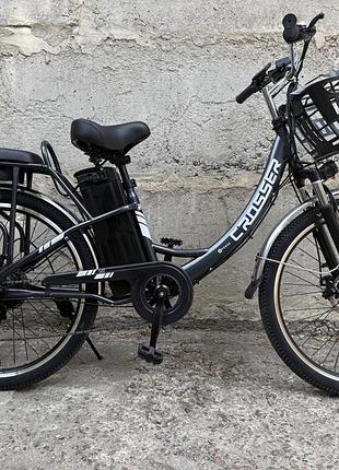 Электровелосипед двухколесный для взрослых crosser e-lit 26" 48v/500w/20ah 40 км/ч серый