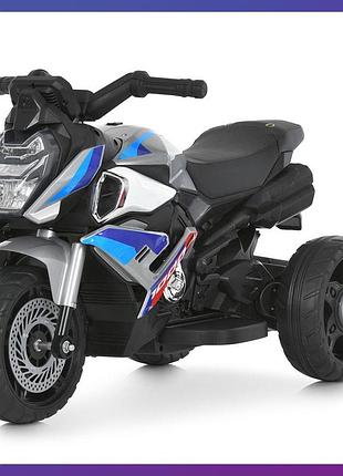 Дитячий електро мотоцикл триколісний на акумуляторі bambi m 6262 для дітей 3-8 років сірий