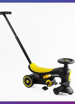 Детский трехколесный велосипед толокар best trike bst-7702 с родительской ручкой желтый