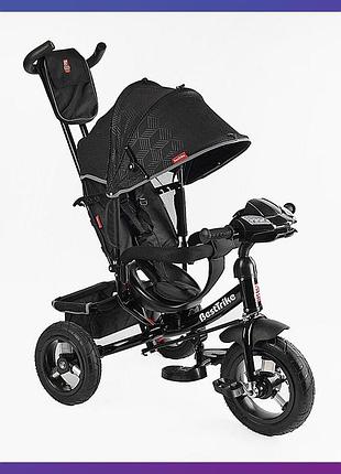 Детский трехколесный велосипед - коляска best trike 3390 / 39-211 с родительской ручкой черный