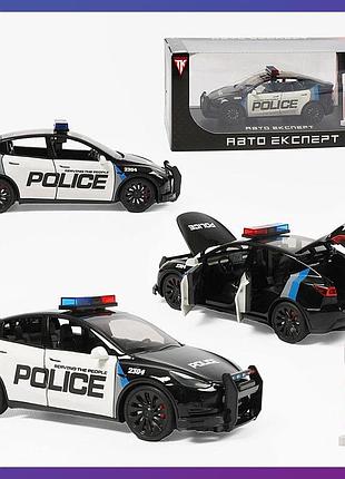 Детская инерционная машинка tesla model y police rs-08021 подсветка звук