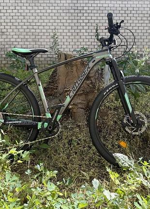 Велосипед гірський однопідвісний на алюмінієвій рамі crosser x880 29/19 (1*12) shimano deore сіро-зелений