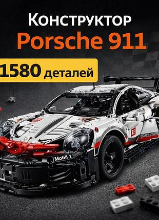 Конструктор porsche 911 rsr – 1580 деталей, білий спорткар, сумісний із лего! порше