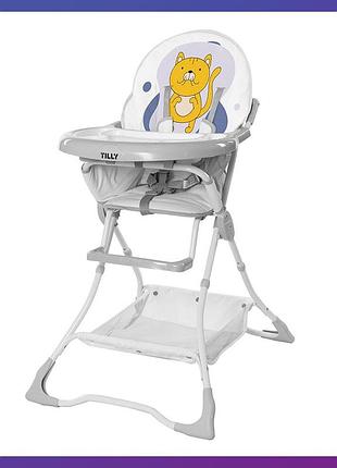 Детский стульчик для кормления tilly buddy t-633/2 lilac cat серый