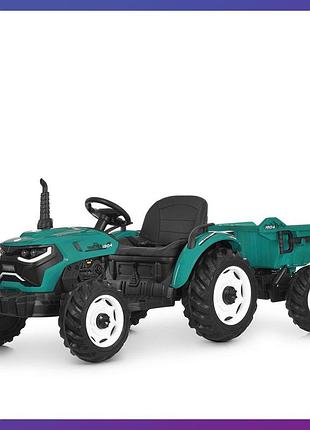 Дитячий електромобіль трактор із причепом на радіокеруванні bambi m 6260 зелений