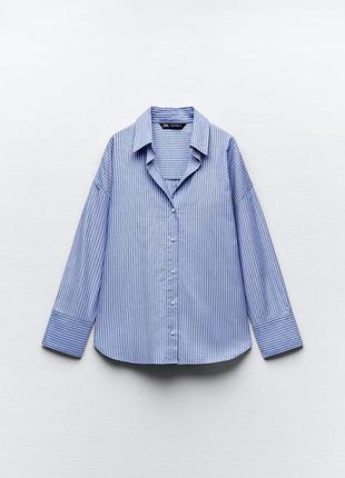 Стильная хлопковая оксфордская рубашка в полоску от zara