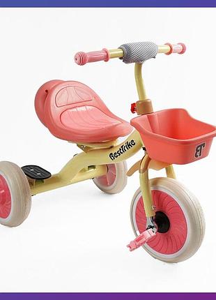 Детский трехколесный велосипед best trike bs-41363 с корзинкой желтый