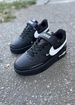 Кросссовки найк кожаные на липучке черные