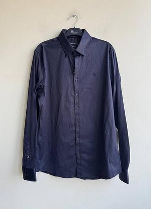 Мужская хлопковая однотонная рубашка slim fit benson &amp; cherry
