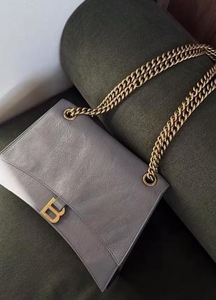 Сумка balenciaga crush medium з м'якої шкіри сірого кольору