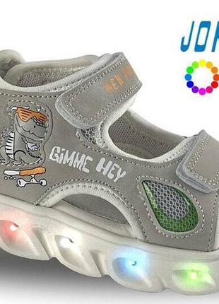 Сандалі jong golf на 3 липучках із led підсвіткою сірі 25