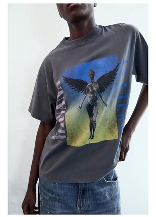 Футболка zara принт nirvana oversize топ майка