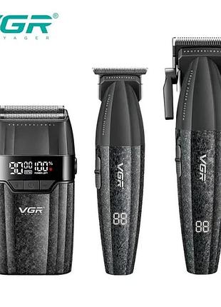 Комплект vgr 3 в 1 v-640 s3 , машинка для стрижения clipper, триммер и электробритва шейвер top shop ua_