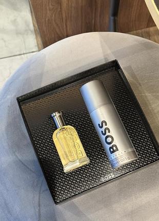 Парфумований набір чоловічий hugo boss bottled (туалетна вода, 50 мл + дезодорант-спрей, 150 мл) оригінал