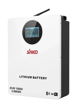 Акумуляторна батарея літій-залізо-фосфатна lifepo4 100а*год 25.6в 2560вт*год sako li-sun series sk-25.6v100ah настінний /