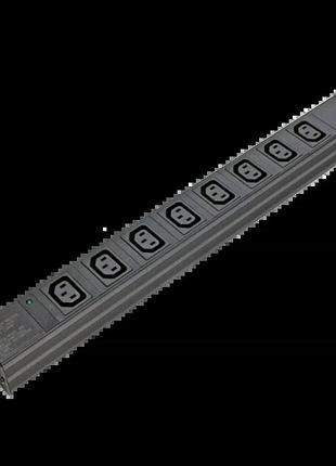 Kingda kd-iec1008wkpb19a-c14 блок 19" на 8 роз. с13, 10а, з індикат., без шнура, чорний, 1u, kingda