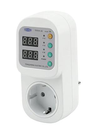 Реле контролю напруги та струму в розетку tomzn tosva-16 eu 16a (51-00126)