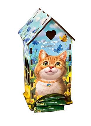 Чайный домик "рыжий котик" ubumblebees (псф156) psf156 деревянный | maxisvit