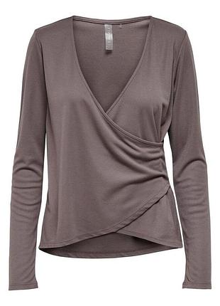 Топ с запахом onpnori ls wrap top 15236598-sparrow only play l темно-коричневый 15236598-sparrow