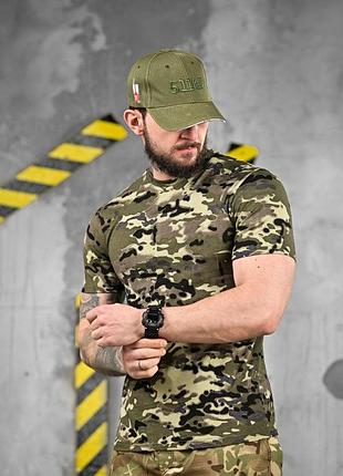 Хлопковая футболка тактическая patriot multicam green дл6384(10 - 02)