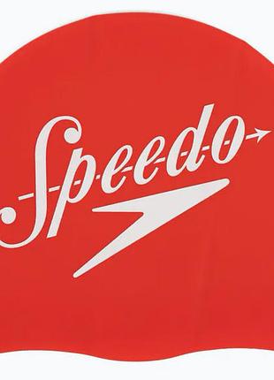 Шапочка для плавання спеедо оригінал speedo slogan prt cap au червоний, білий уні osfm 8-0838514614