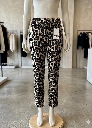 Жіночі брюки zara з леопардовим принтом розмір m