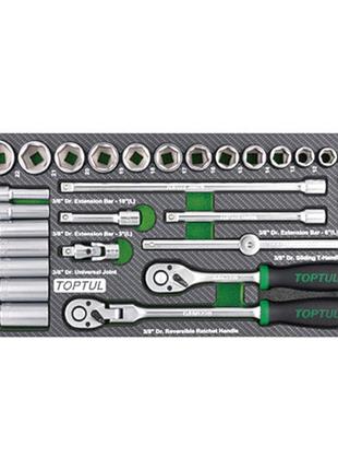 Трещотки и головки в ложементе 3/8" 30ед. toptul gea3005
