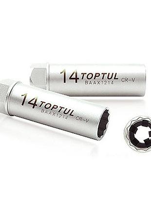 Головка 12-гранная свечная toptul 14мм 3/8" 12 гр. l 90мм bsba1214s