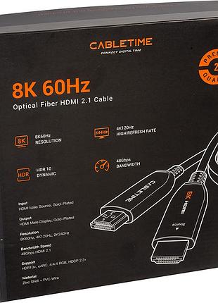 Відео кабель cabletime hdmi (m) - hdmi (m), 2.1v, 8k, 60hz, 48gbps, 10м (ch13s)