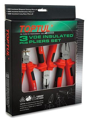 Плоскогубцы диэлектрические 1000v toptul набор 3ед. gaae0301