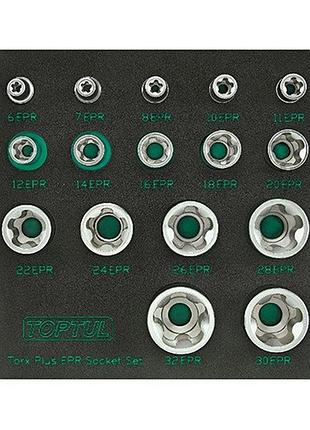 Набор головок torx plus epr 1/4",3/8",1/2" 6epr-32epr 16 ед. в ложементе toptul gabf1601