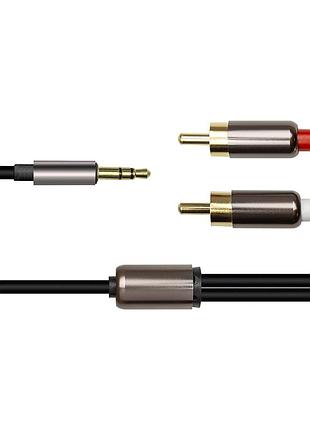 Аудіо кабель powerplant 3.5мм stereo plug - 2*rca, 1 м