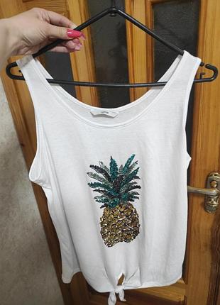 Летняя майка из 🍍 ананасом в пайетках размер м