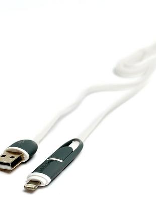 Кабель powerplant quick charge 2a 2-в-1 flat usb 2.0 am – lightning/micro 1м white