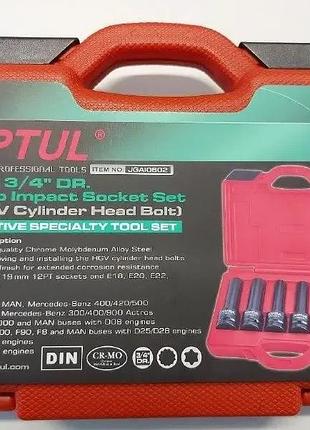 Набор головок длинных ударных 3/4" e18, e20, e22, e24, 17мм, 19мм 6 ед. toptul jgai0602 4