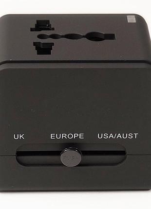 Універсальний дорожній мережевий перехідник powerplant c usb 220v 6a