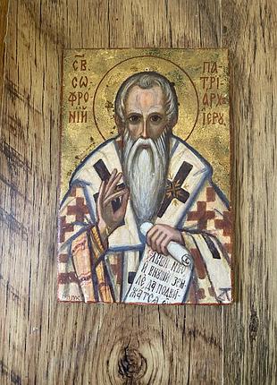 Икона святого софрония, на дереве левкас