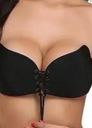 Бюстгальтер неодимка fly bra с шнуровкой, открытой спинкой. бежевый и черный