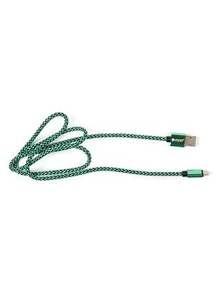 Кабель powerplant usb 2.0 am/micro b, двосторонній, 1м, зелений