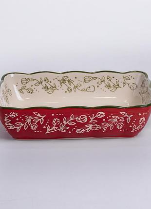 Форма для запекания vintage 23×14×5 (см) прямоугольная форма для выпекания в духовке с ручками красная hm05-09