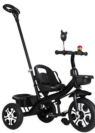 Велосипед детский трехколесный с родительской ручкой sco82 black черный top shop ua_