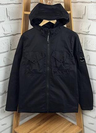 Куртка c.p. company google jacket котонова чорна l/xl овершорт