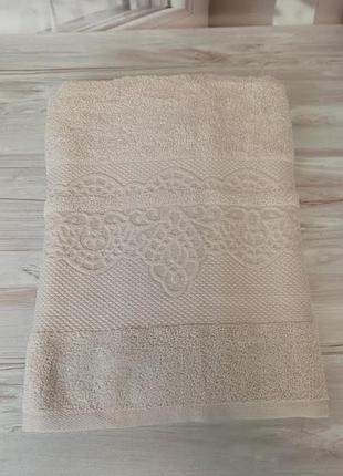 Махровое банное полотенце luzz atina 70 * 140см бежево-розовый