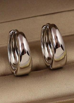 Серьги кольца xuping jewelry расширенные снизу 2 см серебристые