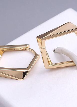 Серьги женские медзолото xuping jewelry 18k. 2,2 см.