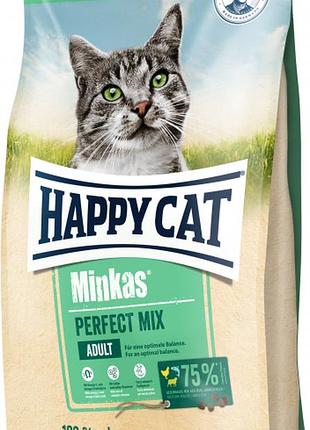 Happy cat (хэппи кэт) minkas perfect mix - сухой корм с курицей, рыбой и ягненком для взрослых кошек, 4 кг