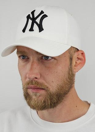 Кепка летняя бейсболка мужская белая с 3д вышивкой new york ny 53-54