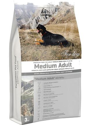 Сухой корм для собак средних пород carpathian pet food medium adult, 3 кг