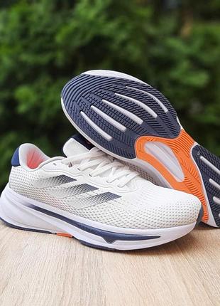 Adidas supernova stride белые с синим и оранжевым