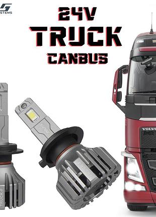Led лампы для грузовых авто man daf, h7 светодиодные ams truck-f 110w +250% 5500k 14000lm 24v canbus
